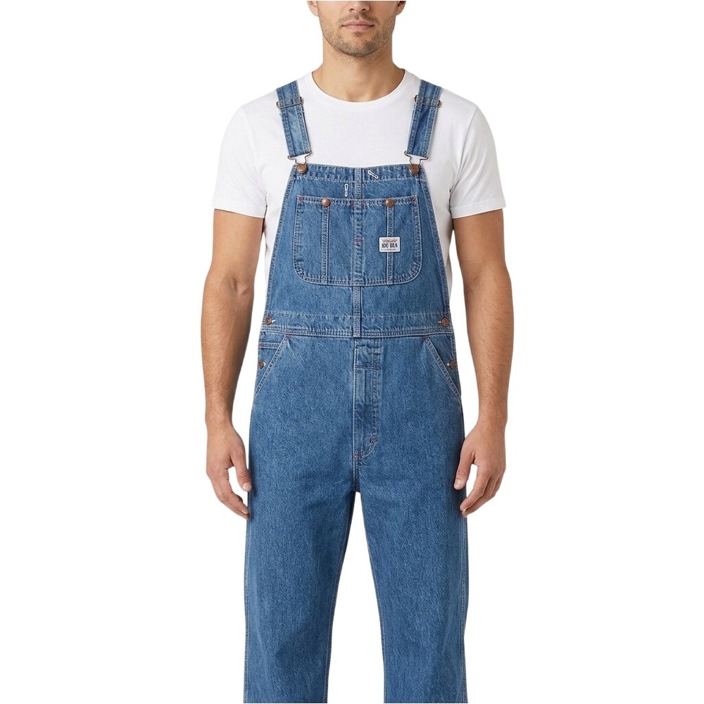Big Mac Overalls Mens 39x30 Distressed Denim Square Bak Vintage Workwear Bibs